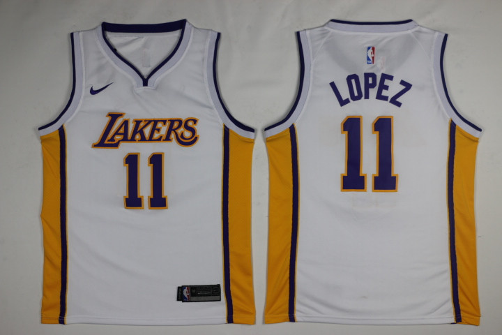 Men Los Angeles Lakers #11 Lopez White Game Nike NBA Jerseys->los angeles lakers->NBA Jersey
